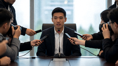 足球俱乐部新闻发布会现场，球员在接受媒体采访时分享球队近况